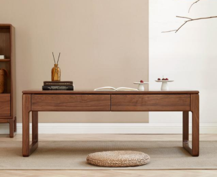 實木茶室設(shè)計圖：空谷茶幾，營造新中式的極簡之美