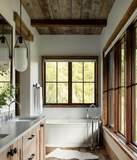 浴室裝修設(shè)計效果圖：浴室如此裝修？與自然無縫接觸！